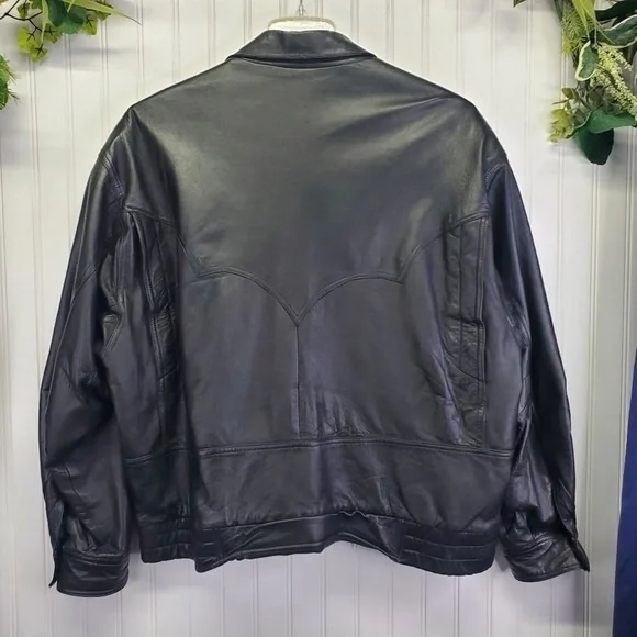 Pioneer Wear Men's Leather Bomber Jacket 100% Lamb Leather Vintage Biker Size L - Picture 6 of 16